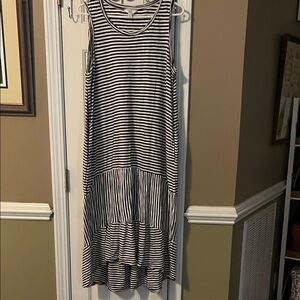 Time and Tru Black and White Striped High Low Dress